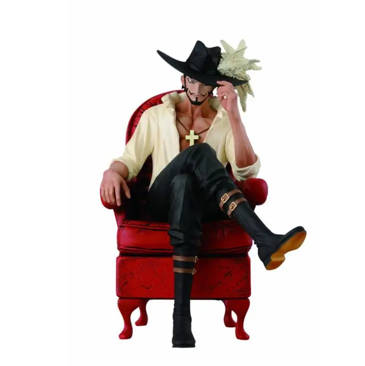 

Anime One Piece Dracule Mihawk With Sofa Chair Action Figure PVC Model Collectible Doll With Box 15cm