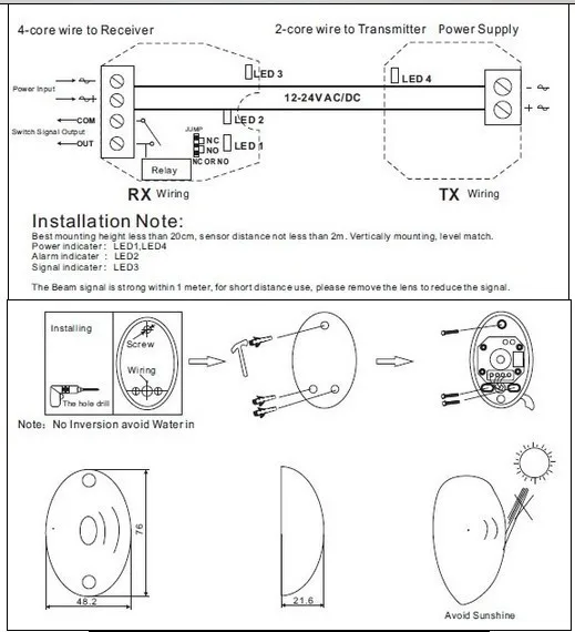 emergency strobe lights LPSECURITY 15m waterproof alarm infrared photocells for gate and door opener barrier gate safety access wifi panic button