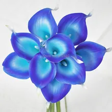 9 шт. настоящий сенсорный уникальный синий искусственный Пикассо Калла цветок лилии композиция для свадебного букета и домашнего декора