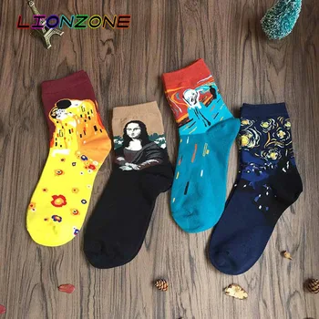 

LIONZONE Art Socks Vintage Classic Painting Mona Lisa Women Socks Fashion Cotton Socks Jelly Bean Candy Popsocket