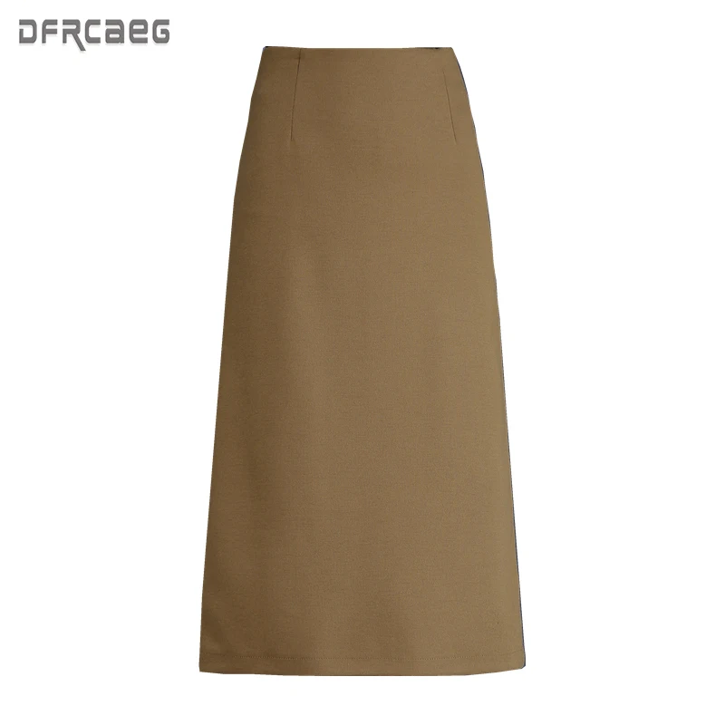 

Women 2019 Winter Thicken Slim Fit Pencil Wool Mid Skirt Autumn Solid High Waist Office Lady Long Skirt Split Woolen Skirts saia