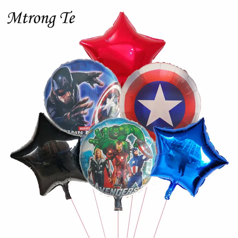 

6pcs Super Hero Avengers Spiderman Batman 18inch star Foil Balloon Children Birthday Party baby shower Supplies boy kid Toys