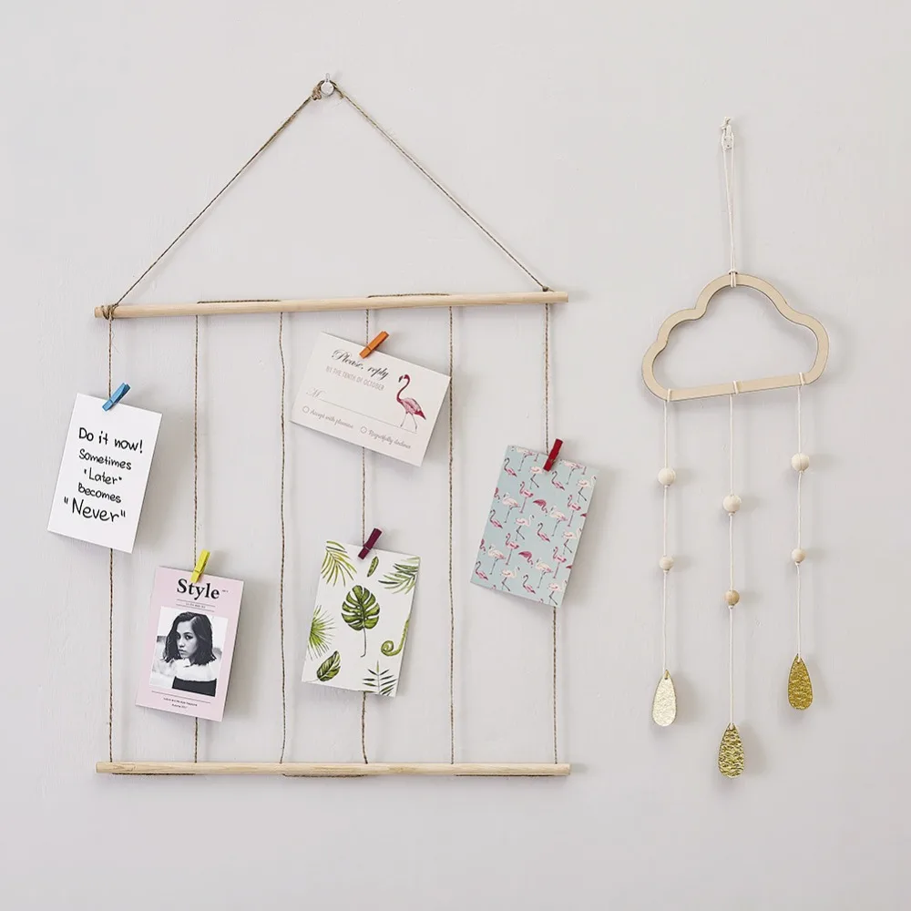 

Christmas Pictures Postcard Wood Rope Wall Hanging hanger Child room Nordic decoration Rack photography Home craft DIY INS