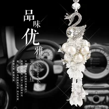 Fashion High Grade Crystal Swan Car Rearview Mirror Hanging Ornament Car Interior Decoration Accessories