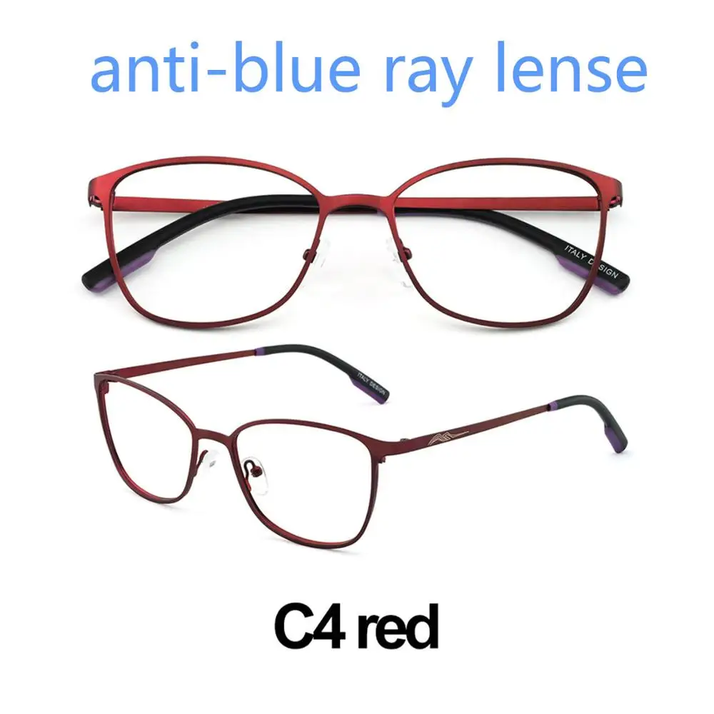 Оправа для очков OCCI CHIARI в стиле пэчворк, Женские оправы, анти-синий светильник, очки против усталости, ультра-светильник, металлическая оправа ARNO - Цвет оправы: C4A red