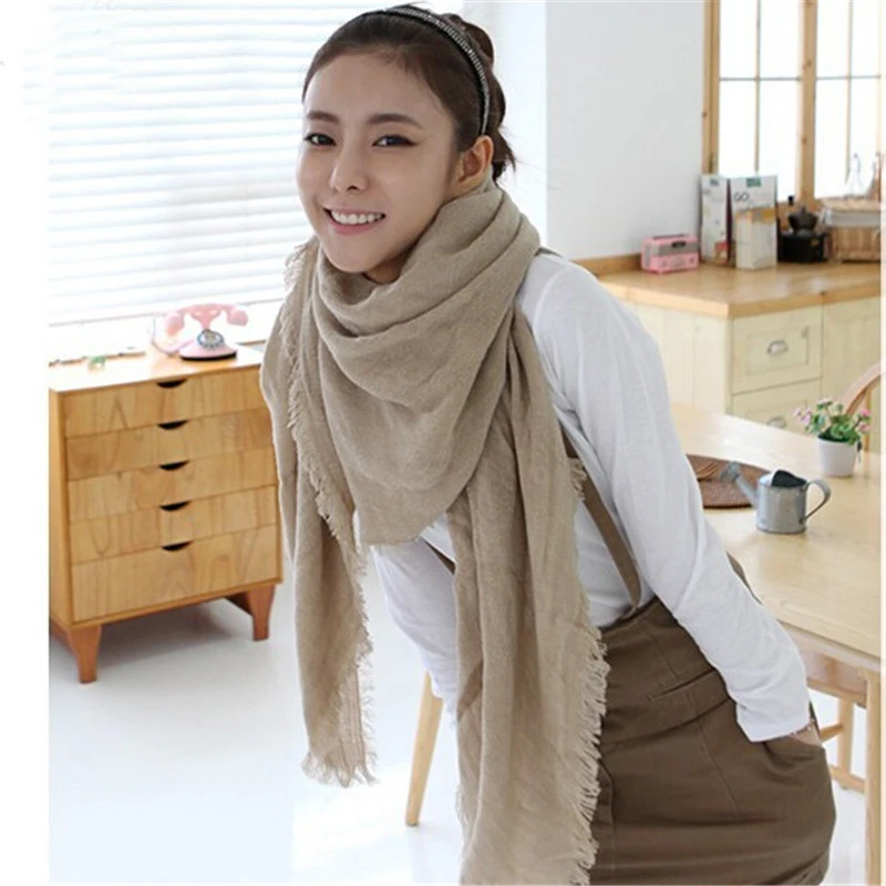 

New fashion shawls and scarves women spring, summer, autumn, winter ladies retro tassels solid color long scarves 180*90cm