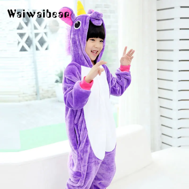

Flannel Autumn&Winter Children's Pajamas Unicorn Pajamas Animals Hooded Sleepwear For Boys And Girls Many Color For Choosing