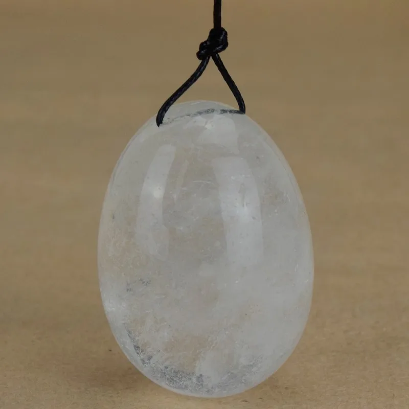 

Drilled Yoni Egg Natural Natural Rock Quartz Egg for Kegel Exercise Pelvic Floor Muscles Vaginal Exercise Ben Wa Ball(45x30MM)