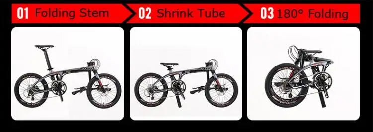 Складной велосипед F2.0 из углеродного волокна BMX 20 дюймов 16 скоростей 18 двойной