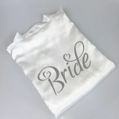 C& Fung Брендовое атласное кимоно, халат художника, ручная работа, качественные шелковые пижамы, белый свадебный халат, платье подружки невесты, платье подружки невесты - Цвет: white w grey bride