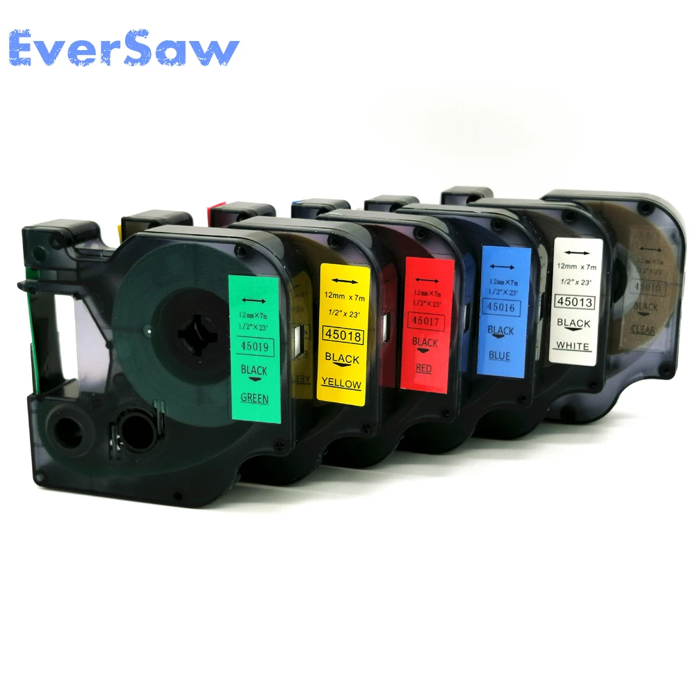 

6 PK Mix colors DYMO label tape D1 45013 black on white 12mm*7m dymo label maker dymo printer