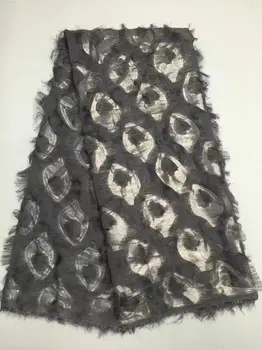 

3d lace fabric, pearl 5 yards, fashionable purple African lace fabric, high quality hand-cut 3d jacquard party dress YZ00012