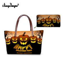 Noisydesigns Для женщин сумки Хэллоуин Тыква с принтом Совы комплект мягкие сумки кожаный кошелек для девочек мешок Bolsa Femina