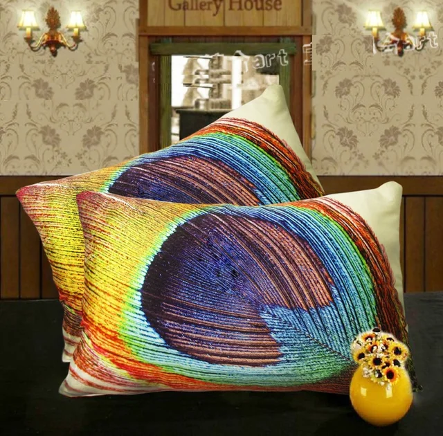 Effect Luxury Colour Pea Feather Art Cushion Cover Pillow Effect Luxury Colour Pea Feather Art Cushion Cover Pillow Case Decorative Velvet Covers For