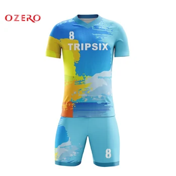 

design thai quality men's soccer t shirts full sublimation football uniform
