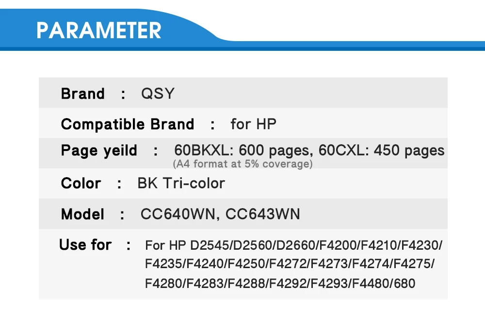 CMYK поставки 1 цвет 60XL заправленные чернила замены картриджей для hp 60 XL для Deskjet D2530 D2545 F2430 F4224 F4440 F4480