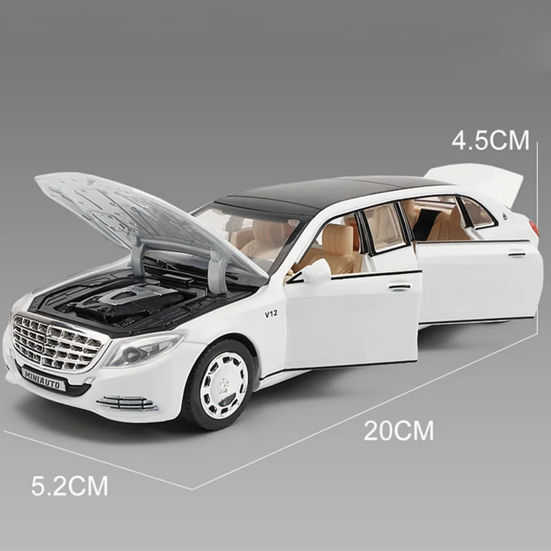 KIDAMI 1:32 литая под давлением модель Maybach S600 пикап игрушки для детей звуковой светильник MINIAUTO модель автомобиля коллекция подарок - Цвет: White