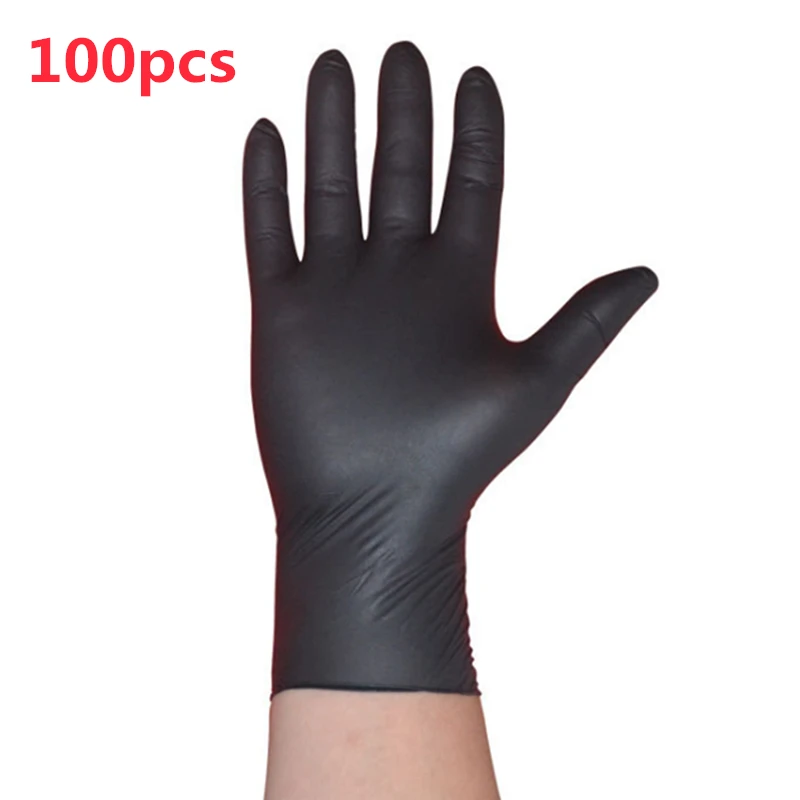 

100PCS/SET Household Cleaning Washing Disposable Mechanic Gloves Black Nitrile Laboratory Nail Art Anti-Static Gloves