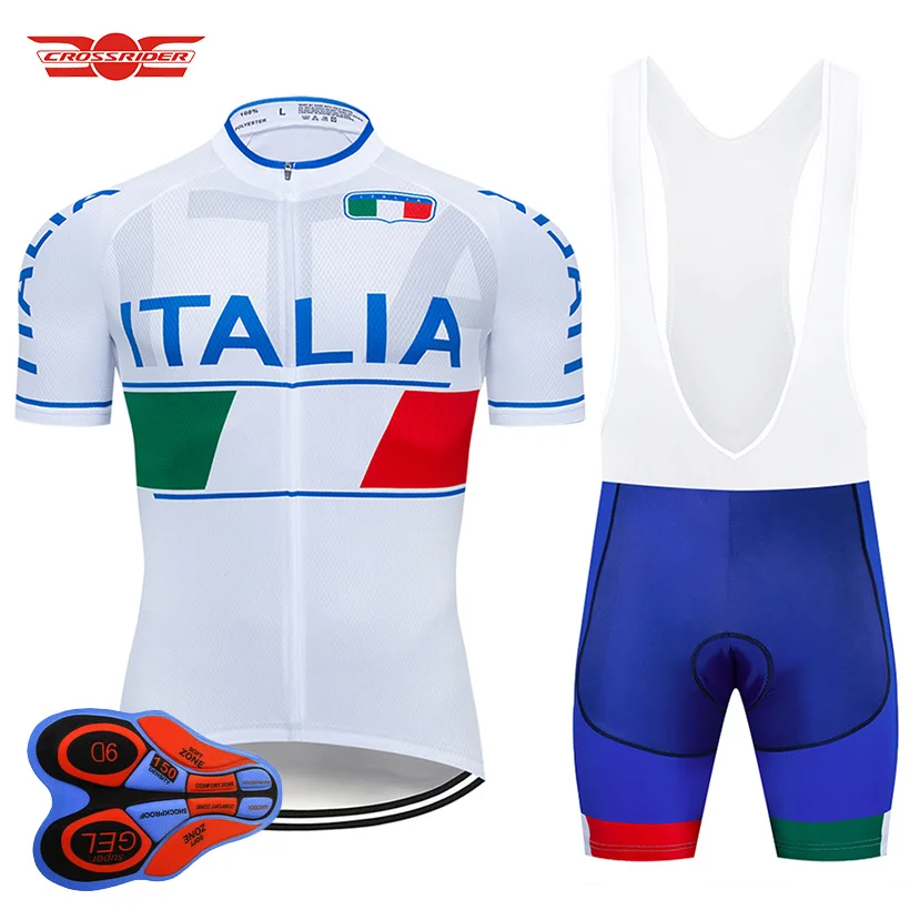 Crossrider Team ITALIA, велосипедная майка 9D, комплект с нагрудником, одежда для горного велосипеда, дышащая велосипедная одежда, мужские шорты, Maillot Culotte