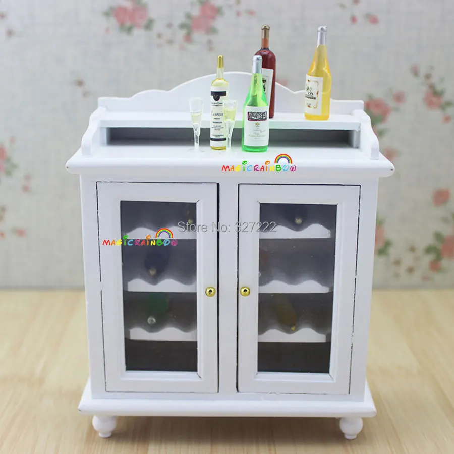 1:12 миниатюрный винный шкаф стеллажи стол Хатч деревянный Игрушечные лошадки для кукольного домика Кухня Мебельная фурнитура белый