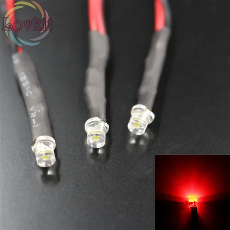 

50pcs 3mm LED Pre-Wired Resistor 12V DC 20cm Flat top Red Wide Angle Light Bulb lamp Emitting Diodes For Car Toy DIY Wholesale