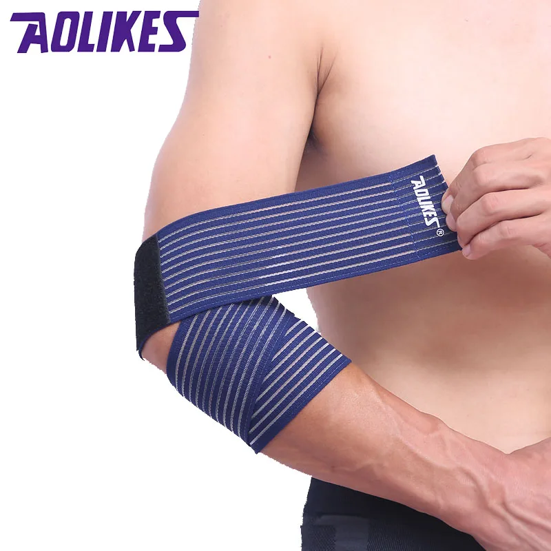 Aolikes, 1 шт., защитный пояс для поддержки колена на запястье, эластичный спортивный бандаж, налокотник, длина 70 см - Цвет: Blue