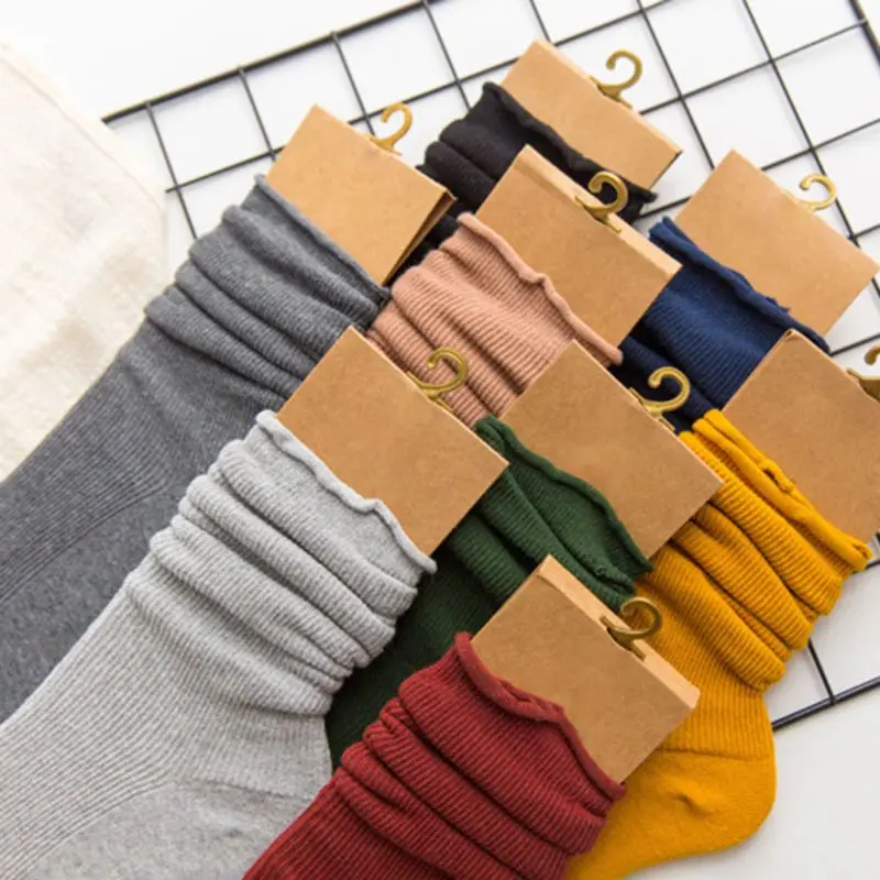 Japanese High School Girls Loose Solid Colors Knitting Cotton Long sexy funny Socks Women harajuku skarpetki calcetines meias