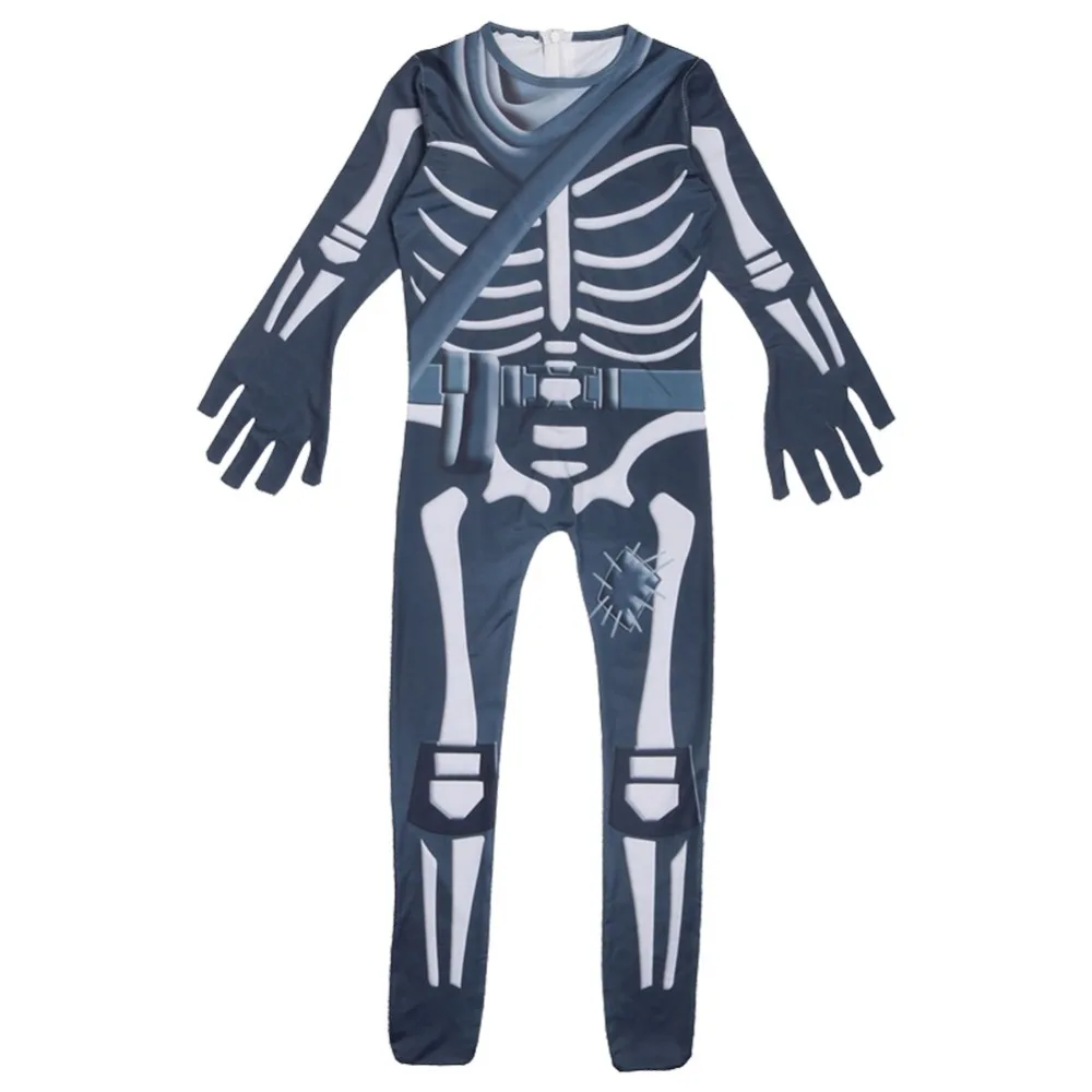 Карнавальный костюм с черепом, комбинезон на Хэллоуин, страшный костюм зомби, скелет, террор, одежда для взрослых и детей