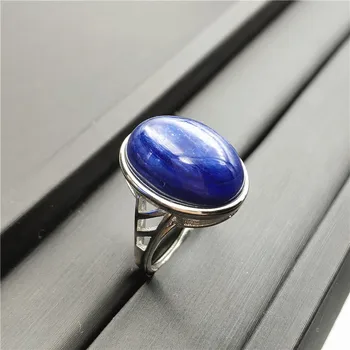 

Natural Kyanite Ring Blue Cat Eye 18x14mm Healing Stone Oval Shape Anniversary Party AAAAA Woman Jewelry Luxury Adjustable Ring