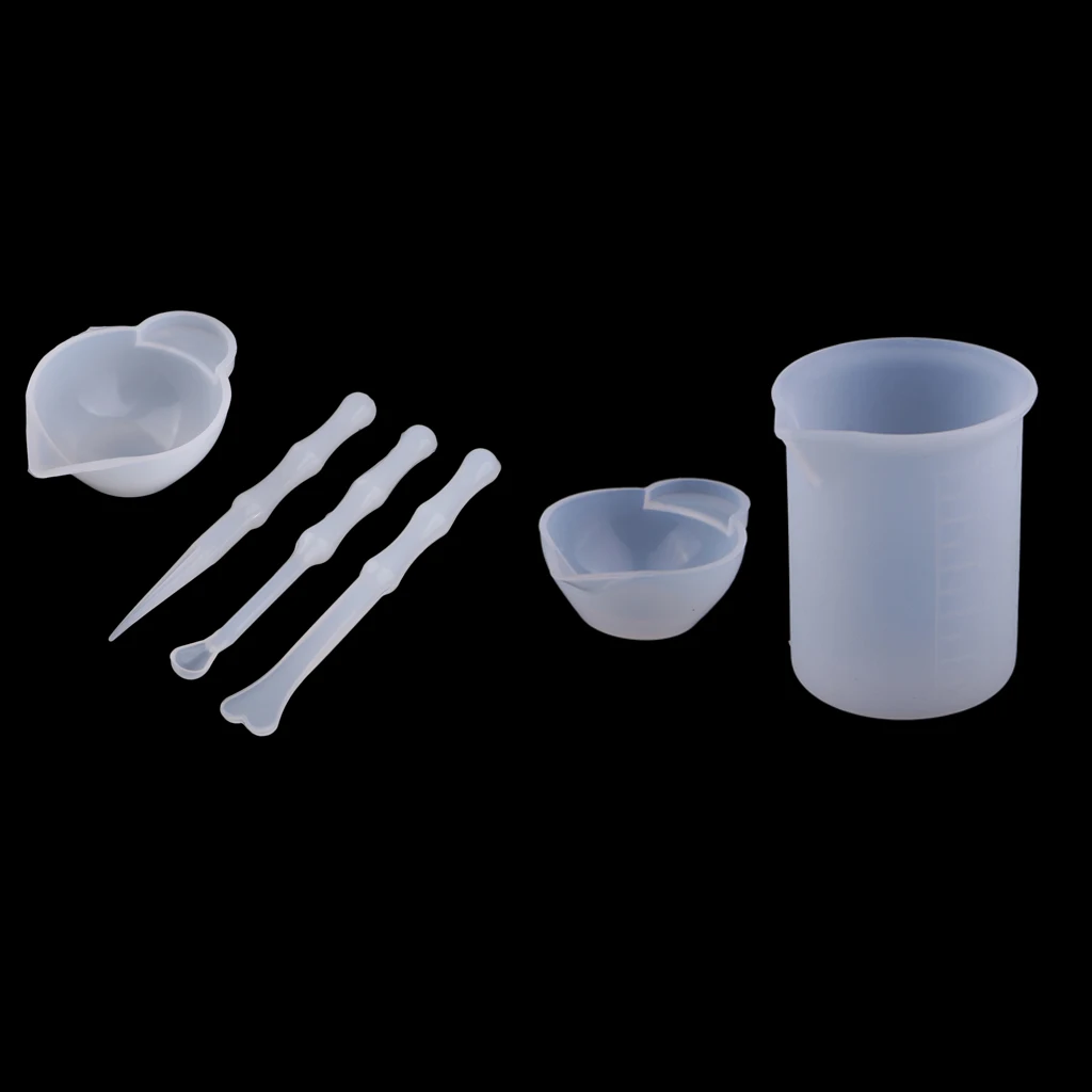 6pcs Silicone Reusable Mixing Measuring Cups Liquid Epoxy Resin Stirring Distribution Hobby Casting Jewelry Making DIY Tools