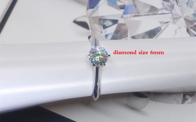 Большая промакция! Оригинальные 925 серебряные свадебные кольца для женщин натуральный Пасьянс 6 мм CZ Диамант обручальные кольца ювелирные изделия RJ003