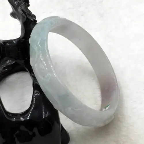 

free shipping 01771 China Hand-carved Green Emerald Green Jadeite Jade Bracelet Bangle