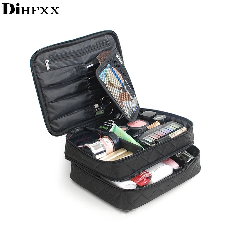 DIHFXX двойной слой косметики сумка большая емкость косметички дорожная Чистящая