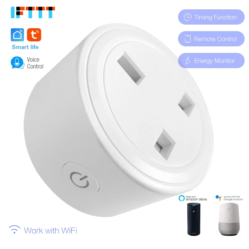 

16A WIFI UK Plug Smart Timing Socket Wireless Outlet Voice Intelligent Control Power Monitor Work with Alexa Google home IFTTT