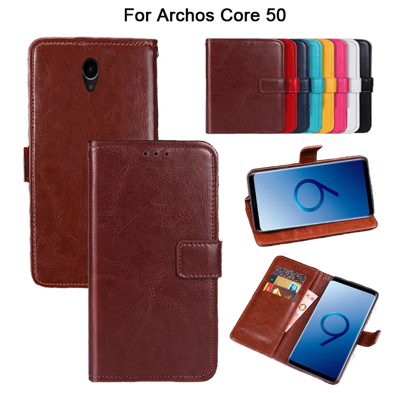 

Flip Vintage Cover For ARCHOS Core 50 Case Cover Wallet Case with Card Slot and Kickstand PU Leather Flip Flap Phone Cases