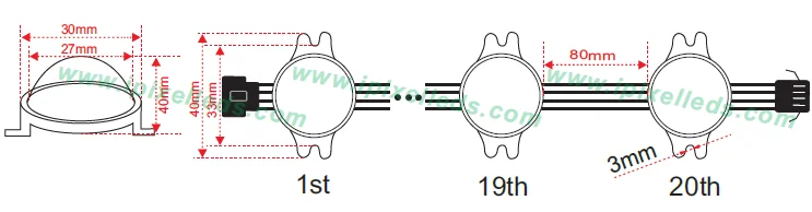DC12V WS2811/UCS1903/WS2801 30mm 3 шт SMD 5050 пикселей света