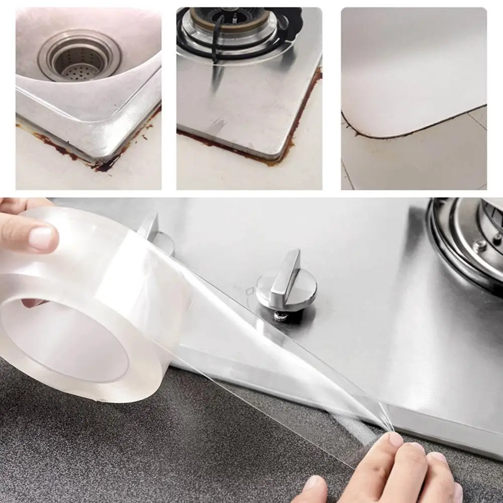 

3/5m Bathroom Kitchen Mildew-proof Waterproof Sink Gap Transparent Tape Sticker