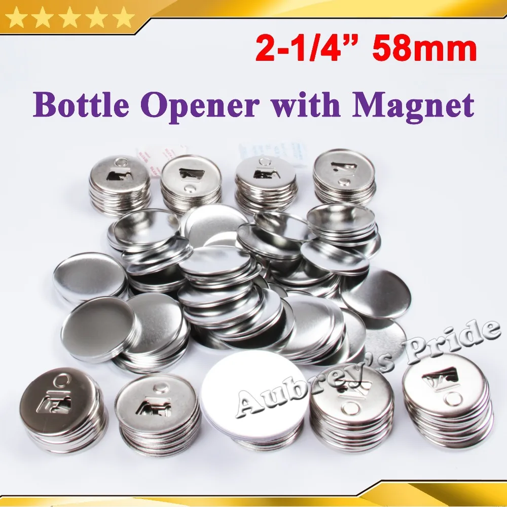 

2-1/4" 58mm 100 Sets Bottle Opener with Magnet Nickle Badge Button Supply Materials for NEW Professional Badge Button Maker