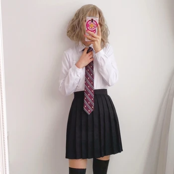 

2019 Promotion New Japanese Jk Uniform Blouse Pleated Skirt Cute Suit Students English College Class Wind Two-piece