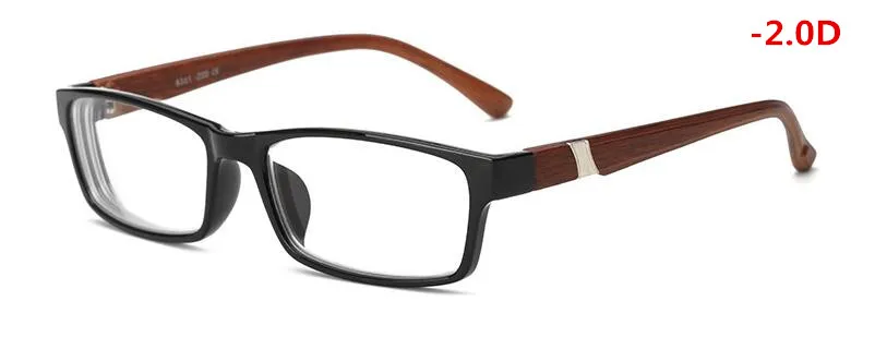 Новые женские мужские готовые очки для близорукости короткие очки для коррекции зрения матовый черный-100-150-200-250-300-350-400-450-500-550-600 - Цвет оправы: Wooden myopia 200