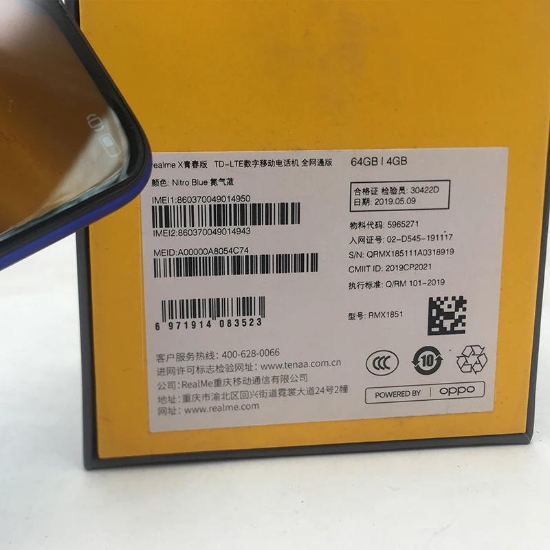 Оригинальный сотовый телефон Realme x lite 4G LTE 6 ГБ 128 Восьмиядерный процессор Snapdragon 710