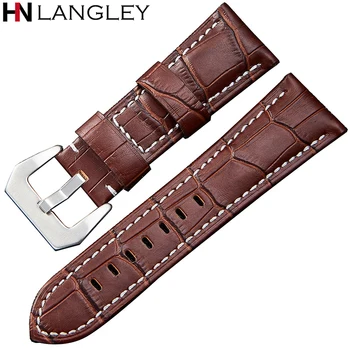 

20/22/24/26 mm Size Genuine Leather watch band For Parenai Handmade Watch Strap Men's Watch Bands