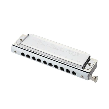 

Top Quality Harmonica Chromatic Key of C 10 Holes 40 Tones Mouth Organ Silver with Exquisite Durable Box
