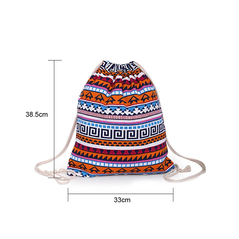 Mochila de cuerda de bombeo a la moda, bolso con estampado Digital de estilo étnico para mujer, bandolera doble, deportiva, OPK