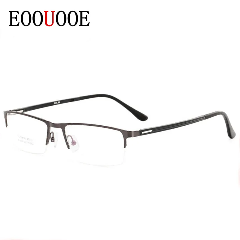

EOOUOOE New Brand Design Men Metal Optical Glasses Gray Half Frame Men's Prescription Gafas Myopia Gray TR90 Oculos Male Glasses