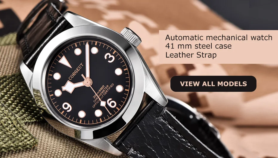 Corgeut Роскошные брендовые механические часы Schwarz Bay Мужские автоматические военные спортивные часы для плавания кожаные механические наручные часы