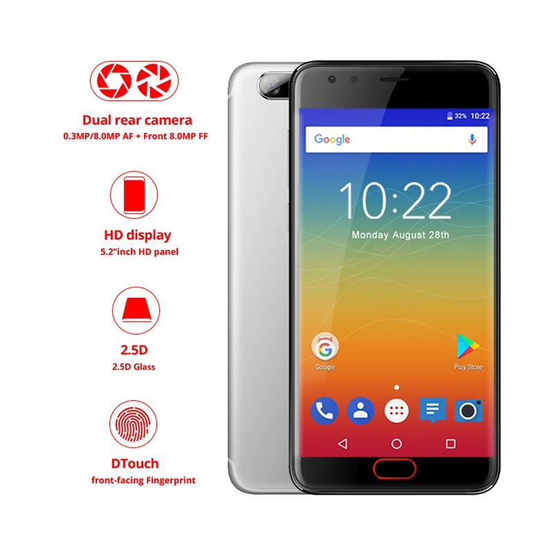 Original iLA D1 MT6737 Quad Core Mobile Phone 2GB RAM 16GB ROM Cell Phone 5.2-Inch Display 2600mAh Dual Back Camera Smartphone