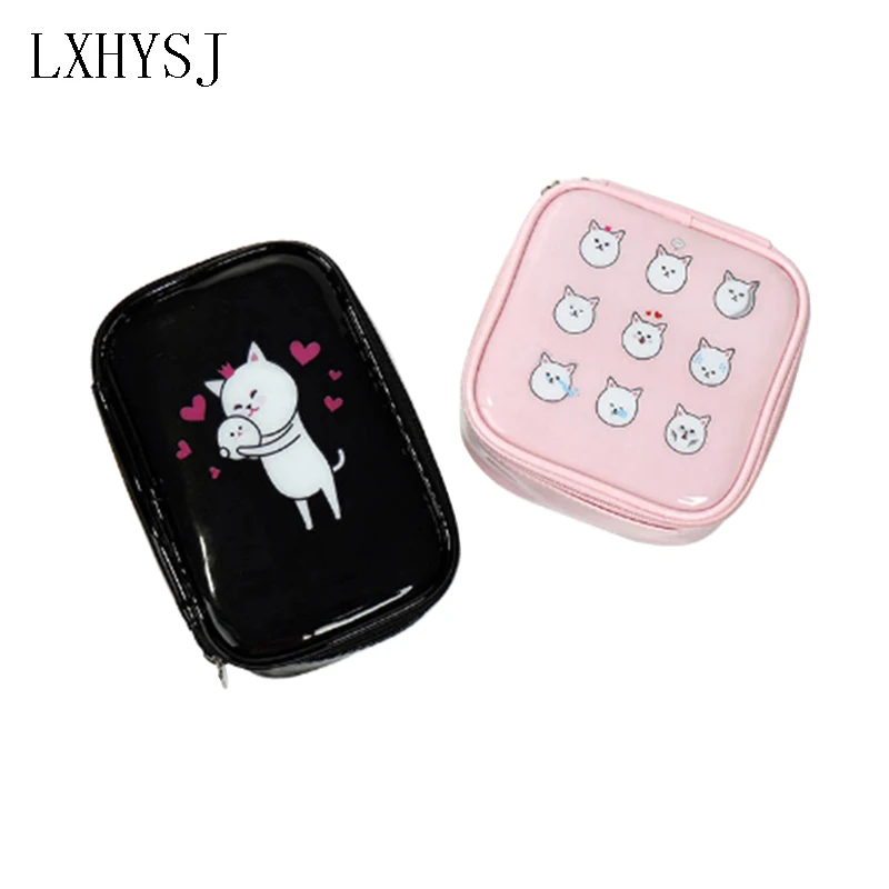 

LXHYSJ fashion makeup bag cartoon cute cat PVC lady cosmetics cosmetic bags travel portable storage bag waterproof makeup box