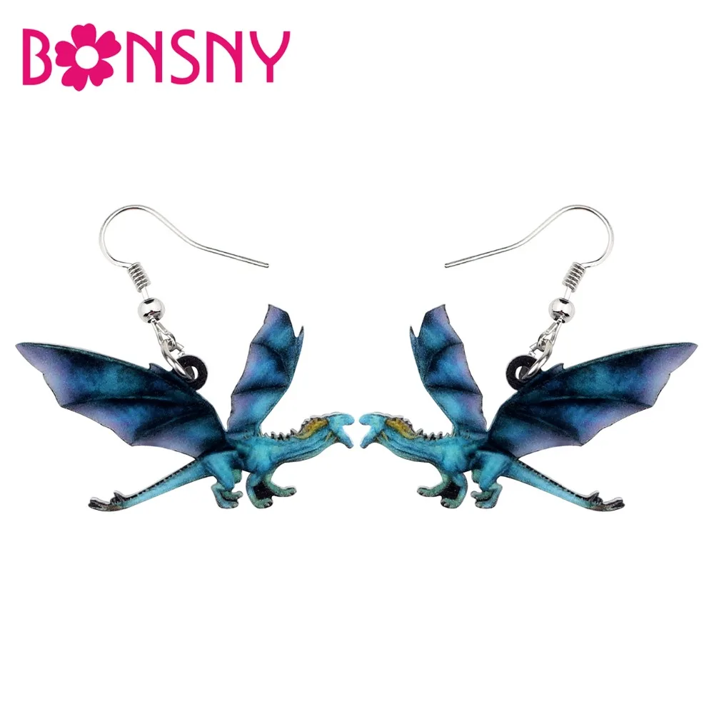 

Bonsny Acrylic Halloween Flying Dragon Earrings Drop Dangle Unique Animal Jewelry For Women Girls Teens Party Decorations Gift
