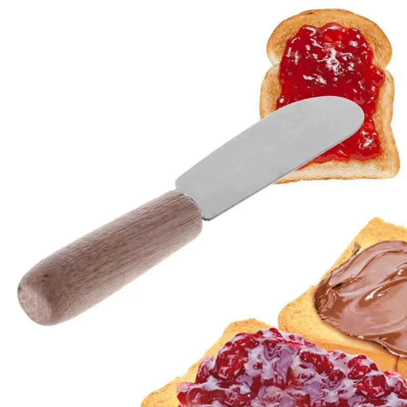 

Mini Sandwich Spreader Butter Cheese Slicer Knife Stainless Steel Spatula Kitchen Tool With Wooden Handle